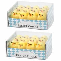 Paaskuikentjes - 24x stuks - geel - 3 cm - Paasdecoratie - chenille kuikens