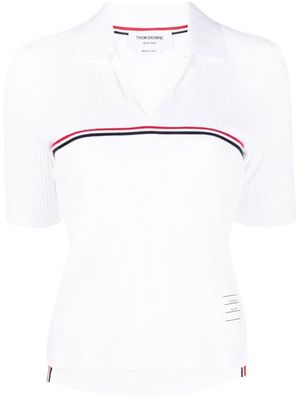 Thom Browne polo en maille à design nervuré - Blanc