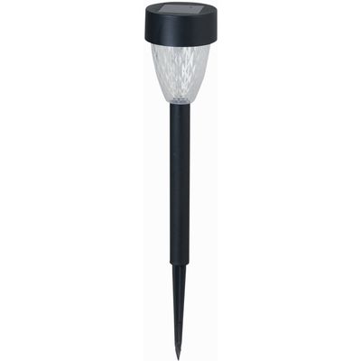 Solar tuinlamp - 1x - zwart - LED Softtone effect - oplaadbaar - D7 x H37 cm