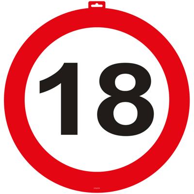 18 jaar verkeersbord - deurbord - Dia 47 cm - 18e verjaardag - feestdecoratie - feestversiering