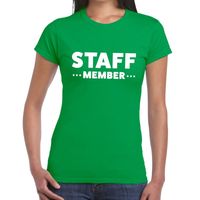 Staff member / personeel tekst t-shirt groen dames - thumbnail