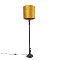 QAZQA Vloerlamp zwart met stoffen kap goud 40 cm - Classico - thumbnail