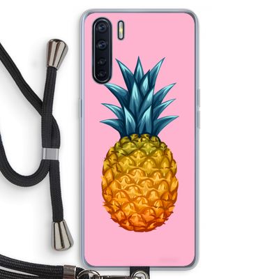 Grote ananas: Oppo A91 Transparant Hoesje met koord