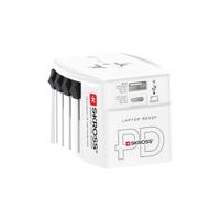 2-polige wereldreisadapter met geïntegreerde dubbele USB-oplader (1x USB C & 1 x USB) 45 Watt Power Delivery