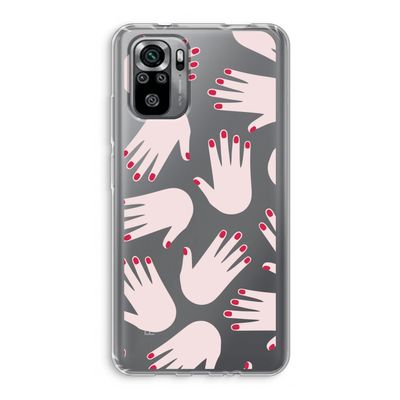 Hands pink: Xiaomi Redmi Note 10S Transparant Hoesje
