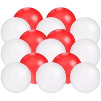 Bellatio Decorations - 16x stuks groot formaat ballonnen - rood en wit - Diameter 60 cm