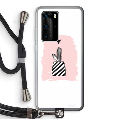 Zwart-wit cactus: Huawei P40 Pro Transparant Hoesje met koord