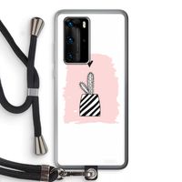 Zwart-wit cactus: Huawei P40 Pro Transparant Hoesje met koord