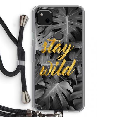 Stay wild: Pixel 4a Transparant Hoesje met koord