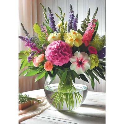 Wenskaarten blanco bloem pak a 10 stuks