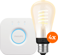 Philips Hue Filament White Ambiance Edison 4-Pack + Bridge - thumbnail