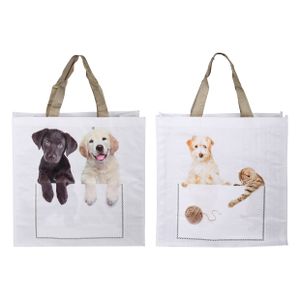 Shoppingbag kiekeboe hond / kat assorti (40X14X40 CM)