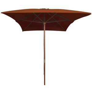 The Living Store Parasol - Houten - Terracotta - 200 x 300 x 250 cm - UV-beschermend