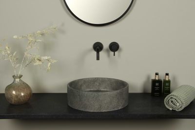 Betonnen waskom donker beton, rond 39*12 cm BET-501dc