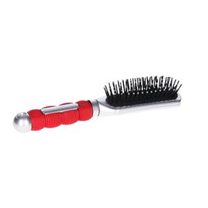 Haarborstel Hairmaster - zilver met rood handvat - 23 x 5 cm - kunststof - heren/dames/kinderen