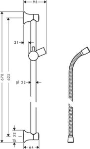 Hansgrohe Unica C Glijstang 65cm. Met Sensoflex Doucheslang 160cm. Chroom