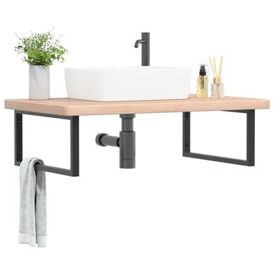 Badkamer wandschap staal en massief eikenhout