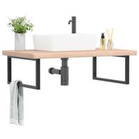 Badkamer wandschap staal en massief eikenhout