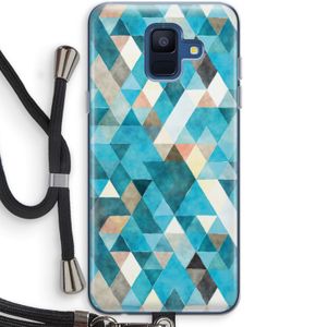 Gekleurde driehoekjes blauw: Samsung Galaxy A6 (2018) Transparant Hoesje met koord