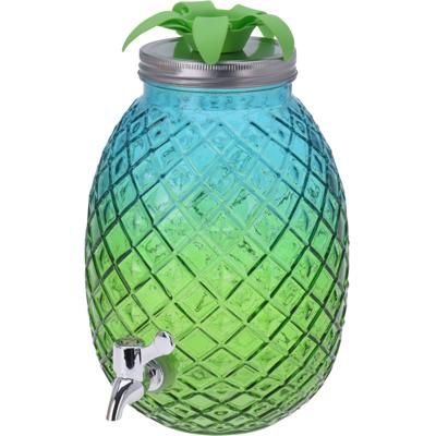 Drankdispenser - ananas - blauw/groen - glas - 4,7 liter - Dranken serveren - Limonade - Water