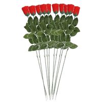 10x Nep planten rode Rosa roos kunstbloemen 60 cm decoratie   -