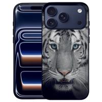 Tijger Design Hoesje iPhone 17 Pro Max Zwart TPU Rand en PU Kunstleer Achterkant