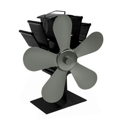 YL602 5-Blade hoge temperatuur metalen warmte aangedreven open haard kachel fan (grijs)