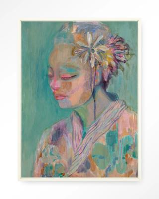 Urban Cotton Wandkleed 'Calm' 110 x 145cm in Floating Frame - off white