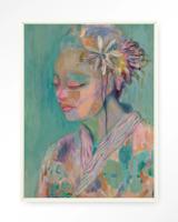 Urban Cotton Wandkleed 'Calm' 110 x 145cm in Floating Frame - off white