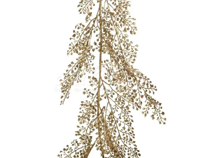 Kerstslinger Glitter Blad Goud 130cm