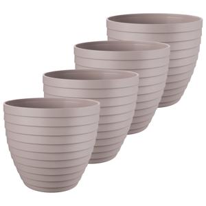 Bloempot/plantenpot Florenzia - 4x - taupe - kunststof - D13 x H11,5 cm - voor buiten/binnen