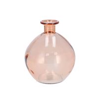 Bloemenvaas rond model - helder gekleurd glas - perzik roze - D13 x H15 cm