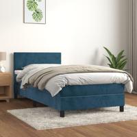 Boxspring met matras fluweel donkerblauw 100x200 cm
