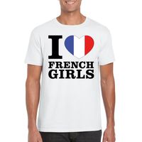 Wit I love French girls/ I love Franse dames t-shirt voor heren 2XL  - - thumbnail