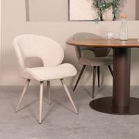 LABEL51 Eetkamerstoel Sakura - Naturel - Royal Boucle - Taupe Metalen Frame