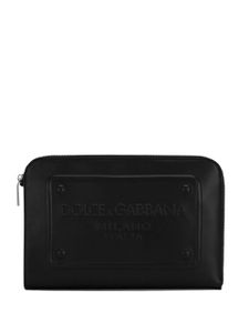 Dolce & Gabbana pochette en cuir à plaque logo - Noir