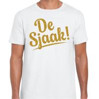 Verkleed T-shirt heren - De Sjaak! - wit - glitter goud - foute party