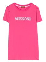 Missoni Kids t-shirt en jersey à logo strassé - Rose - thumbnail