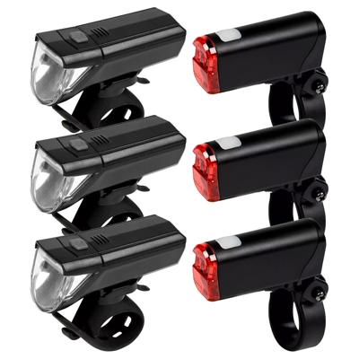 Fietslamp LED set - 3x - voor / achterlicht - waterbestendig IPX4 - inclusief batterijen