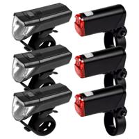 Fietslamp LED set - 3x - voor / achterlicht - waterbestendig IPX4 - inclusief batterijen