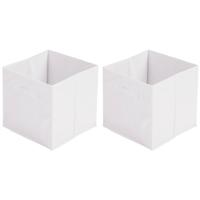 Opbergmand/kastmand Square Box - 4x - karton/kunststof - 29 liter - wit - 31 x 31 x 31 cm - thumbnail