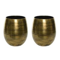 2x stuks bloempot goud zink voor kamerplant H25 x D18 cm