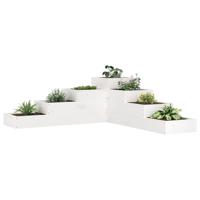 Plantenbak 4-laags 106x104,5x36 cm massief grenenhout wit
