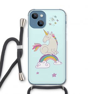 Regenboog eenhoorn: iPhone 13 mini Transparant Hoesje met koord