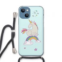 Regenboog eenhoorn: iPhone 13 mini Transparant Hoesje met koord