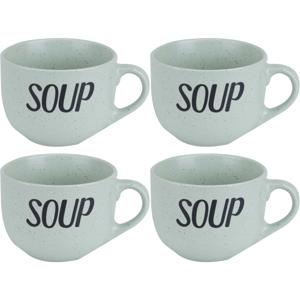 Cosy & Trendy Soepkom - 4x stuks - groen - 11 cm - 510 ml - Soepbeker - kommetje