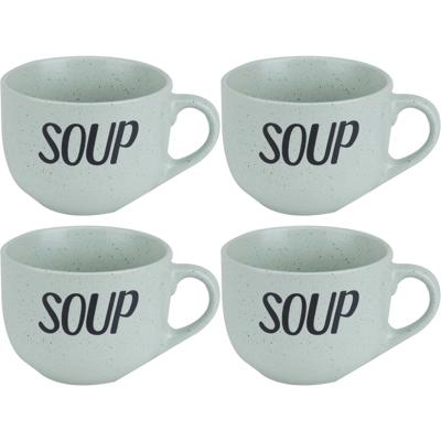 Cosy & Trendy Soepkom - 4x stuks - groen - 11 cm - 510 ml - Soepbeker - kommetje
