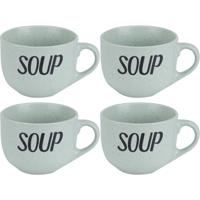 Cosy & Trendy Soepkom - 4x stuks - groen - 11 cm - 510 ml - Soepbeker - kommetje