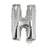 Folieballon letter H - 41 cm - zilver - feestdecoratie - versiering