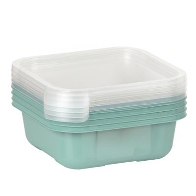Vershoudbakjes/lunchboxen - set van 4x st - 900 ml - groen/transparant- L16 x B16 x H9 cm